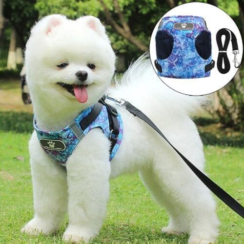 New Marine Style Pet Dog Harnesses Vest for Small Dogs Reflective Puppy Dog Harness and Leash Set Chihuahua Nylon Dog Lead Chain