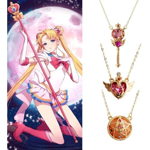 Anime Sailor Loving Wand Crystal cosplay Pendant Necklace Girl accessories Cute props