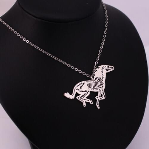 Horse skeleton pendant necklace horse necklaces veterinarian gift