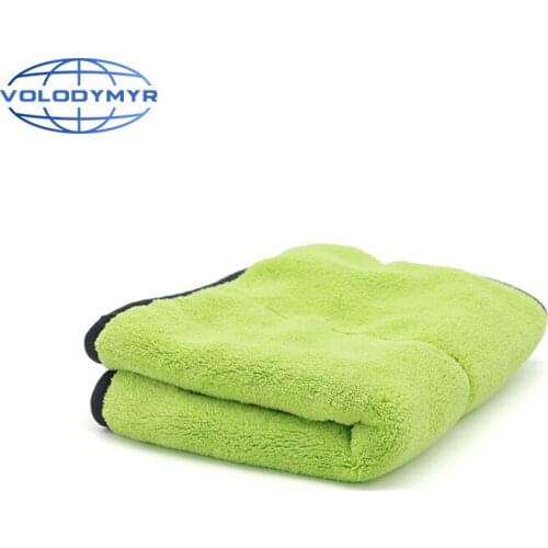 Microfiber Towel Green and Black Double Sided Highly Absorbent 780GSM 30*40cm for Auto Detailing Carclean Car Drying Towels