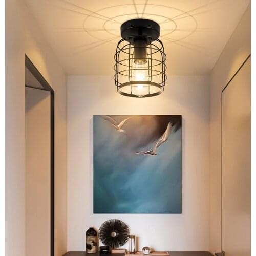 Metal Cage Ceiling Lights Industrial Vintage Pendant Light Hallway Stairway Chandilier Bedroom Loft Kitchen Ceiling Light 220V