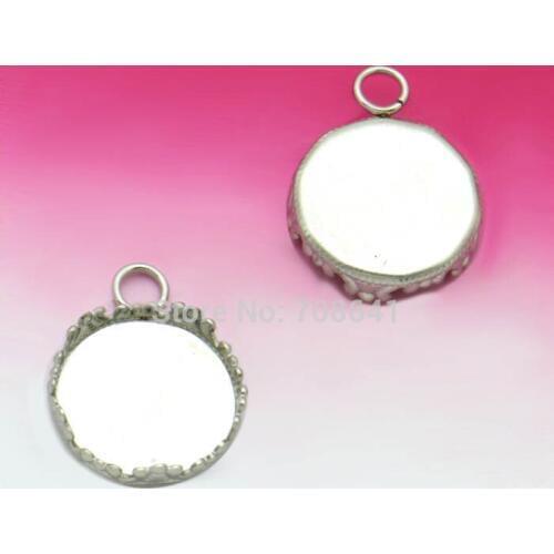 12mm Blank Stainless Steel Round Crown Bezel with a Loop Pendant Bases Settings Glass Cabochon Connector Pendant DIY Findings