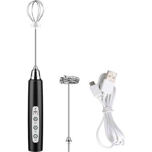 Milk Coffee Frother Handheld,USB Rechargeable 3 Speeds Electric Milk Frother Blender Mixer for Coffee,Egg Whisk