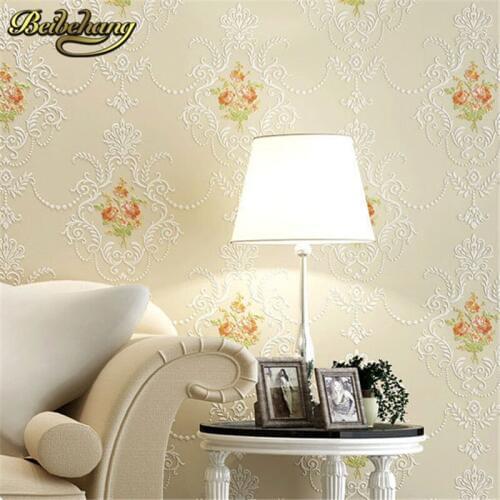 Beibehang papel parede Pastoral Flowers Wallpaper roll Non-woven Wall papers Stereo Floral Papel Pintado Mural Papel Parede Wall