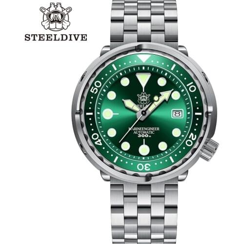 Steeldive SD1975 Green Color Ceramic Bezel 300m Waterproof NH35 Automatic Dive Watch Men