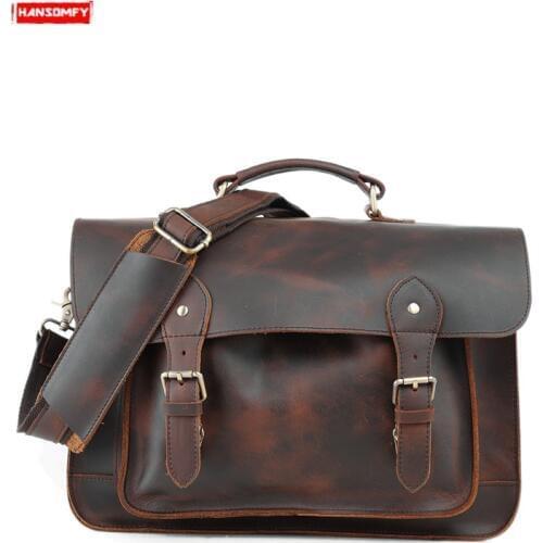 Men Camera Handbag Photography Bag Digital Camera Lens Thickened Shockproof Inner Bags First Layer Cowhide Crazy Horse Leather