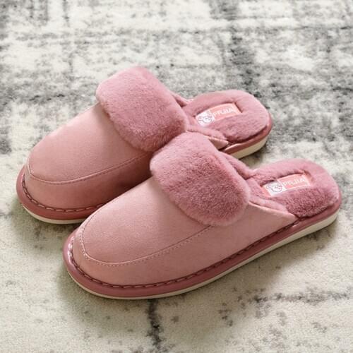 Men Winter Home Slippers Solid Women Fleece Warm House Slippers Indoor Bedroom Couples Floor Shoes Soft Comfortable Light Weight
