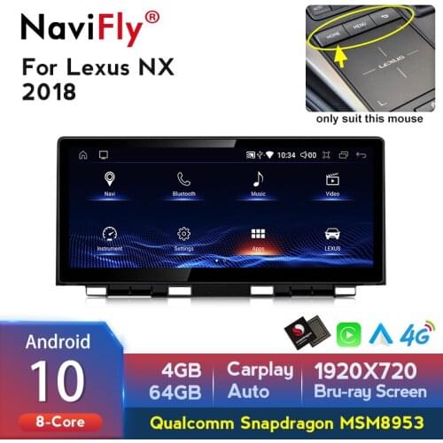 Top! Qualcomm MSM8953 10.25" Android10.0 Car Audio Radio Navigation Gps for Lexus NX 200t 300h nx200T 2018 1920*720HD carplay BT