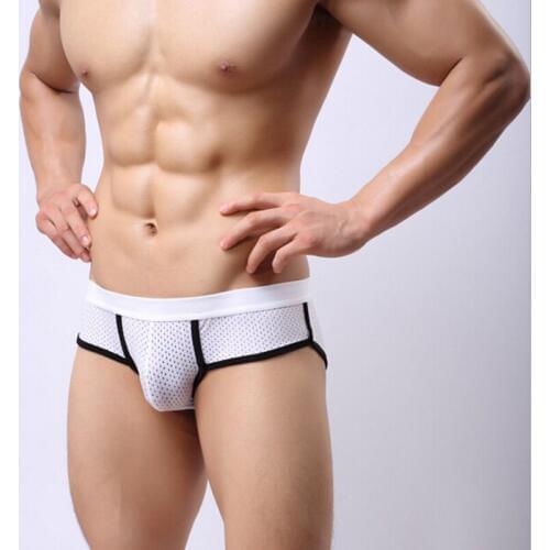 Sexy Low Waist U Convex Bulge Pouch Briefs Mens Acrylic Mesh Brief Underwear Underpants 3 Colors