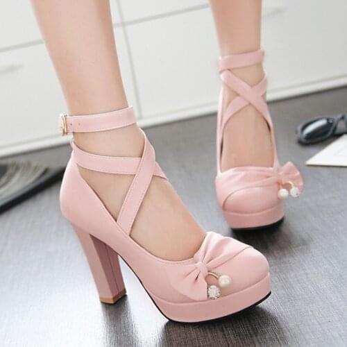 Girls' Leather Shoes Womens Large Sizes 32-43 Party Wedding womens Shoes 2021 Woman High Heels Platform Pumps