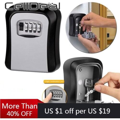 Indoor Outdoor 4 Digit Combination Key Storage Lock Box Wall Mounted Aluminum Key Lock Box Easy To Install Alloy Weatherproof