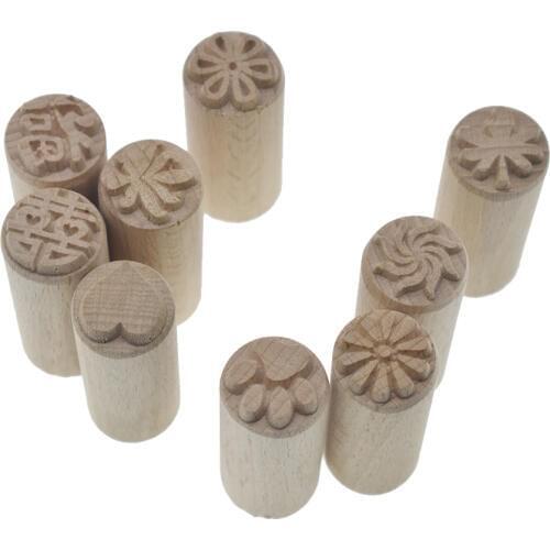 High Quality Solid Wood Stamp Flower Leaf Pattern Texture Emboss Sculpture Model Ceramic Pottery Polymer Clay Tools