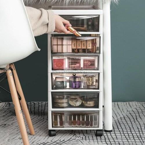 Cosmetic Storage Box Drawer Type Floor Cabinet Bedroom Dressing Table Shelf Put Under The Table Movable Bedside Cabinet
