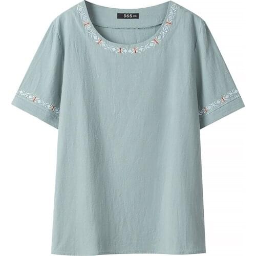 Women T Shirt Plus Size Tees 2021 Summer Fashion Casual Clothes Short Sleeve Plus Size Tops O Neck Embroidery Mom Camiseta Mujer