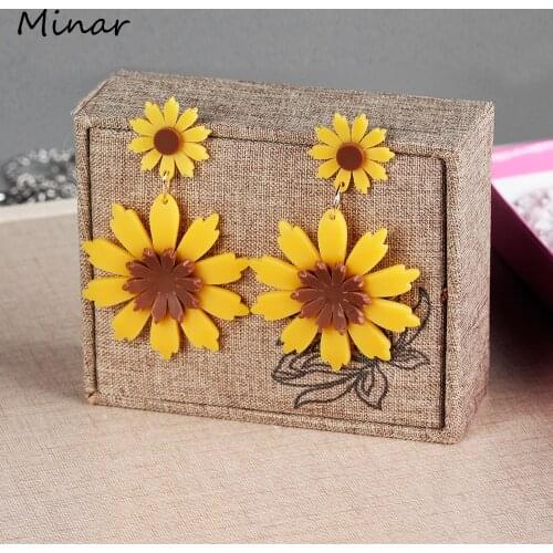 Sunflower Drop Earrings For Woman Acrylic Flower Earrings Long Yellow White Daisy Earrings Summer Jewelry Gifts For Woman Girls