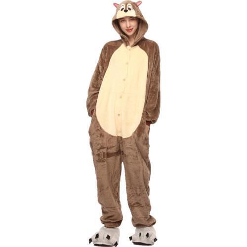 Women Animal Costumes Halloween Cosplay Cartoon Animal Sleepwear Kids Girls Boys Kigurumi Squirrel Onesies