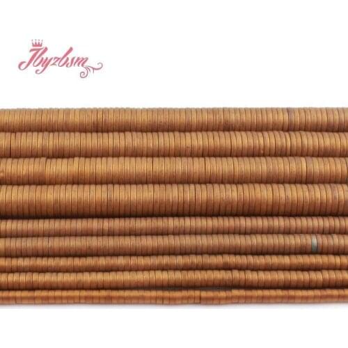 1x2/1x4/1x6mm Natural Hematite Gold Forst Heishi Button Loose Stone Beads For Jewelry Making DIY Necklace Bracelet Strand 15"