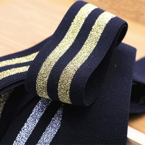 3M 4CM Width Gold Silver Black Stripes Elastic Belt Webbing Elastic Band Ribbons Soft Belt Tension Elastic Webbing Rubber Band
