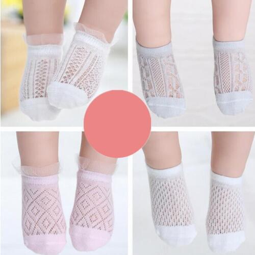 5 Pair/lot 2019 New cute fashion spring and summer thin cotton mesh childrens socks hollow baby socks