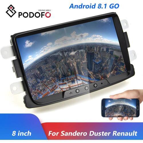 Podofo Android 8.1 8'' Car Radio Autoradio 2 Din Multimedia MP5 Player GPS Buletooth Car Stereo Mirror Link For Renault Sander