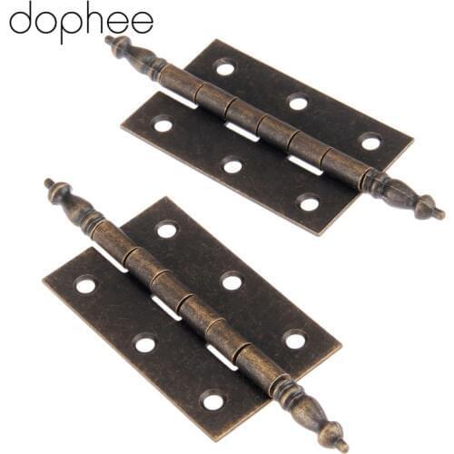 Dophee 127*76mm Antique Bronze Crown Head Hinge 6 Holes Jewelry Gift Box Decorative Hinge for Cabinet Furniture Accessories
