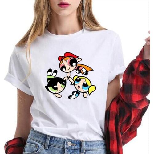 Cartoon Print Cotton T Shirt Women Summer New Short Sleeve O-neck Tee Shirt Femme White Black Pink Tshirts Tops