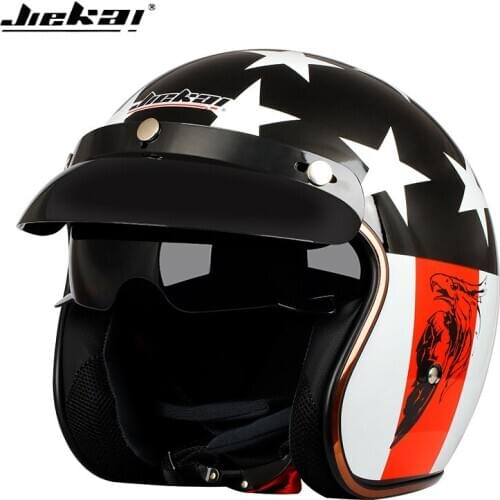 Jiekai Retro Scooter Helmet Half Face Vintage Kask Chopper Casco 3/4 Casque Moto Capacetes de Motocicleta DOT approved