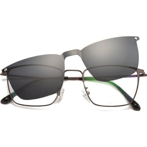 Invisible polarized clip glasses frame mens Prescription clip glasses frame magnetic clip eyeglasses Myopia optical 140mm