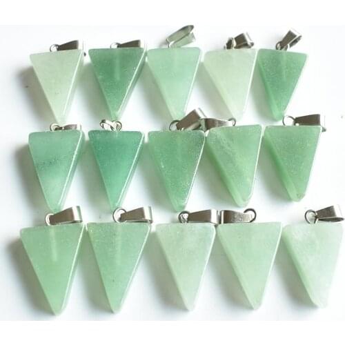Wholesale 50pcs/lot 2020 fashion high quality natural green aventurine triangle shape charms pendants fit necklace making free