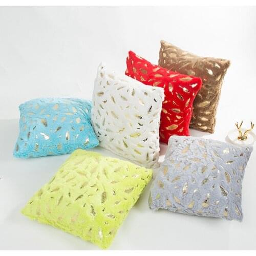 Plush Feather Bronzing without Core Pillow Cover Multi-Color Optional Square Home Throw Pillowcase Tatami Cushion Cover
