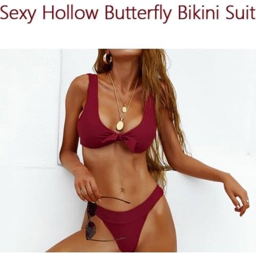 Simple Solid Women Bikinis Set Sexy Two Piece Swimsuits Beachwear For Ladies 2021 Summer Tie Knot No Decoration Female Swimwear