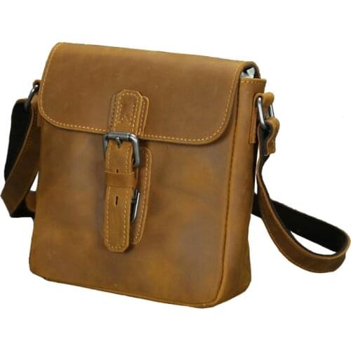 Genuine Leather Messenger Bag Mens Shoulder Bags for Men Fashion Small Flap Male Crossbody Bag Travel Handbags