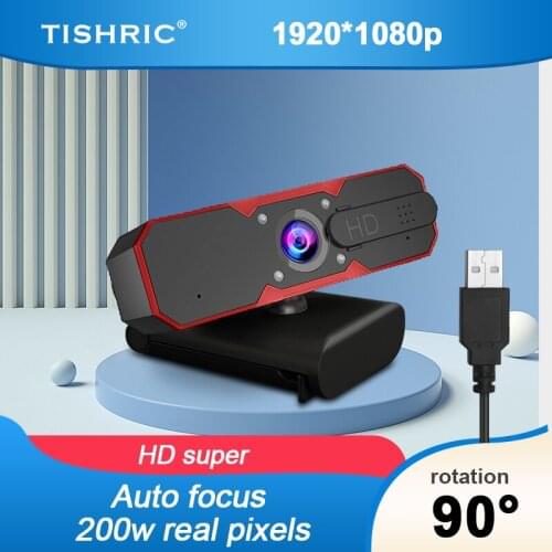 TISHRIC 1080P Autofocus Dynamic Webcam RGB Atmosphere Lamp Web Camera with Fill Light PC Camera Web Cam For Game Anchor Live