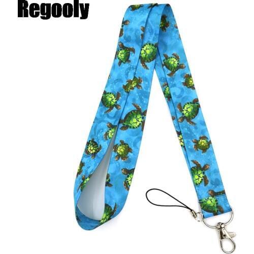 10pcs Sea Turtles ocean Funny Simple Neck Strap Lanyards ID badge card keychain Mobile Phone Gifts keyrings holders decorations