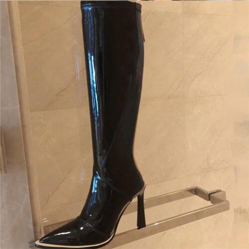 2021 Knee High Boots Modern Boots High Heel Women Boots Zipper Boots Fashion Female Boots Женские сапоги