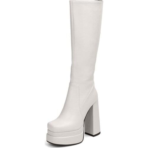 High Heels Womens Boots Thick Soles Thick Heels High Boots Leather Womens Boots Simple Casual Womens Shoes Shoes for Women