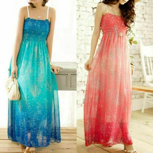 Fashion Women Boho Summer Sleeveless Fashion Elegant Sequins Beach Halter Maxi Long Sundress Party Dress