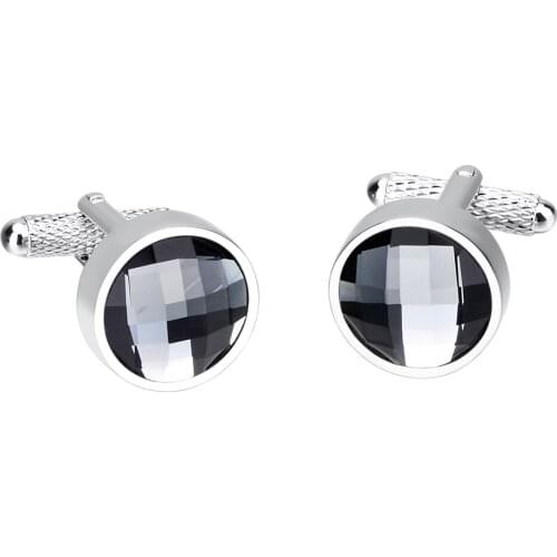 1 Pair of Mens Elegant Round Rhinestone Cufflinks Party Tuxedo Jewelry