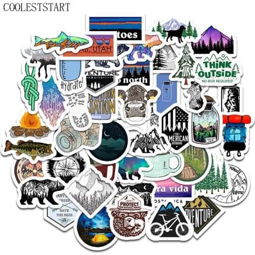 10/50Pcs/Set Outdoor Camping Adventure Travel Stickers For Laptop Suitcase Phone Skateboard Toys Car Diary Pegatinas Car Anime