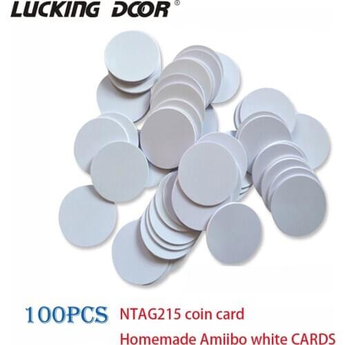 100pc NFC Ntag215 Coin Card Tag Key 13.56Mhz NTAG 215 Universal Label RFID Ultralight Tag Label