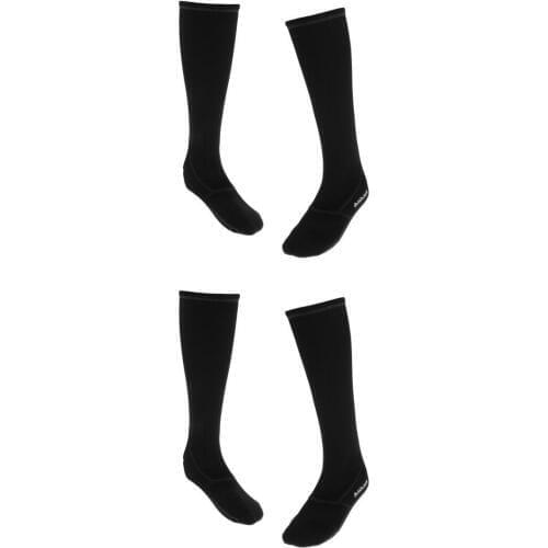 2 Pairs 3MM Neoprene Diving Socks Stockings Snorkeling Boots, L & M - Black