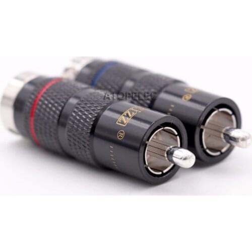 2pcs EIZZ Rhodium Phosphor Bronze Male RCA Plug Coaxial Connector Adapter Silver Plated Tellurium Copper Pin HiFi Audio AMP DVD