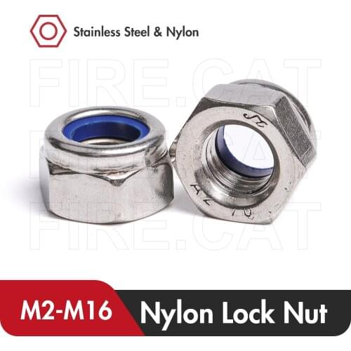 304 Stainless Steel Nylon Inserted Hex Lock Nut M2 M2.5 M3 M4 M5 M6 M8 M10 M12 M14 M16 Self Lock Nylon Insert Locking Hex Nuts