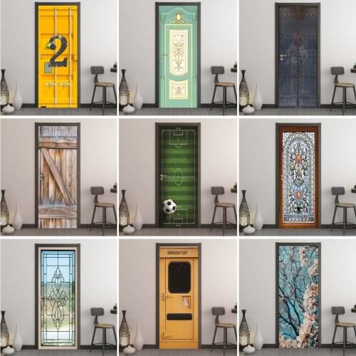 3D Door Sticker 77x200cm Wallpaper Self Adhesive Mural Removable Vinyl Home Decor Art Decal Wooden Scenery Wall Poster Stickers