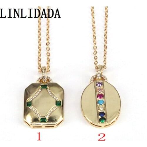 5Pcs Metal Chain Geometry Pendant Necklace For Women Charm Female Gold CZ Jewelry Necklace