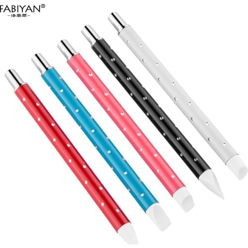 5Pcs Silicone Brush Sculpture Pen Carving Emboss Hollow Shaping Pottery Clay Pencil Dotting Rhinestones Nail Art Manicure Tools