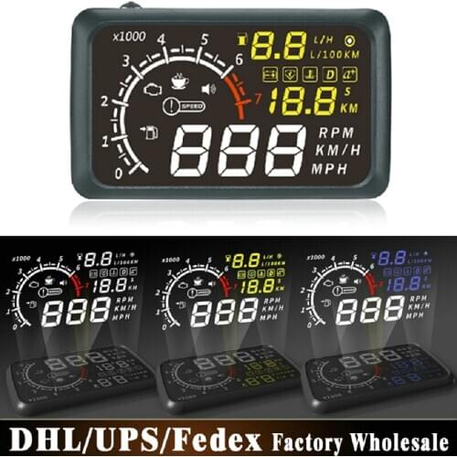 50Pcs/Lot ASH-4C HUD Headup Display OBD2 Car Kit Car Styling Monitor Overspeed Warning KM/H