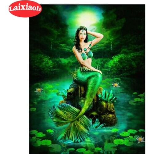 5D Full Diamond Painting Fairy Mermaid Women Pictures,Cross Stitch Needlework Mosaic Rhinestone Diamond Embroidery 3d painting