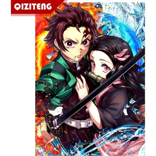 5D Diy Cartoon Diamond Painting Japanese Anime Full Square Drill Embroidery Cross Stitch Wall Sticker Bedroom Decoration Gift