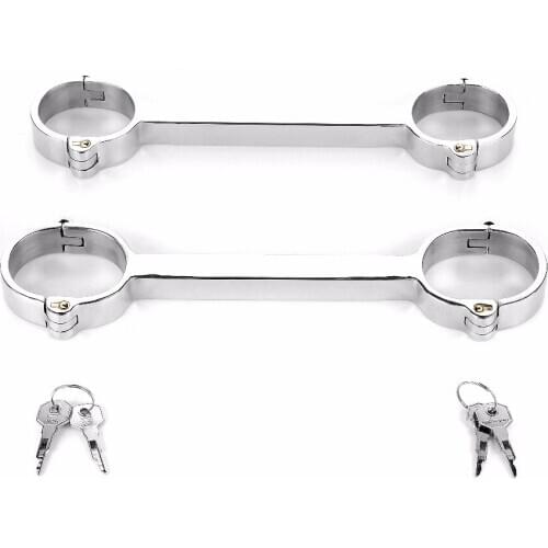 BDSM Bondage Spreader Bar Lockable Handcuffs for Sex Adult Games Slave Restraints Hand Cuffs Stainless Steel Fetish Bdsm Tools